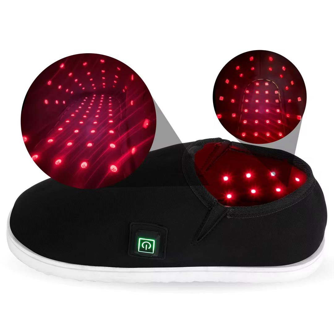 Spa Team LED Therapy Slipper — red light foot device with LED detail closeups